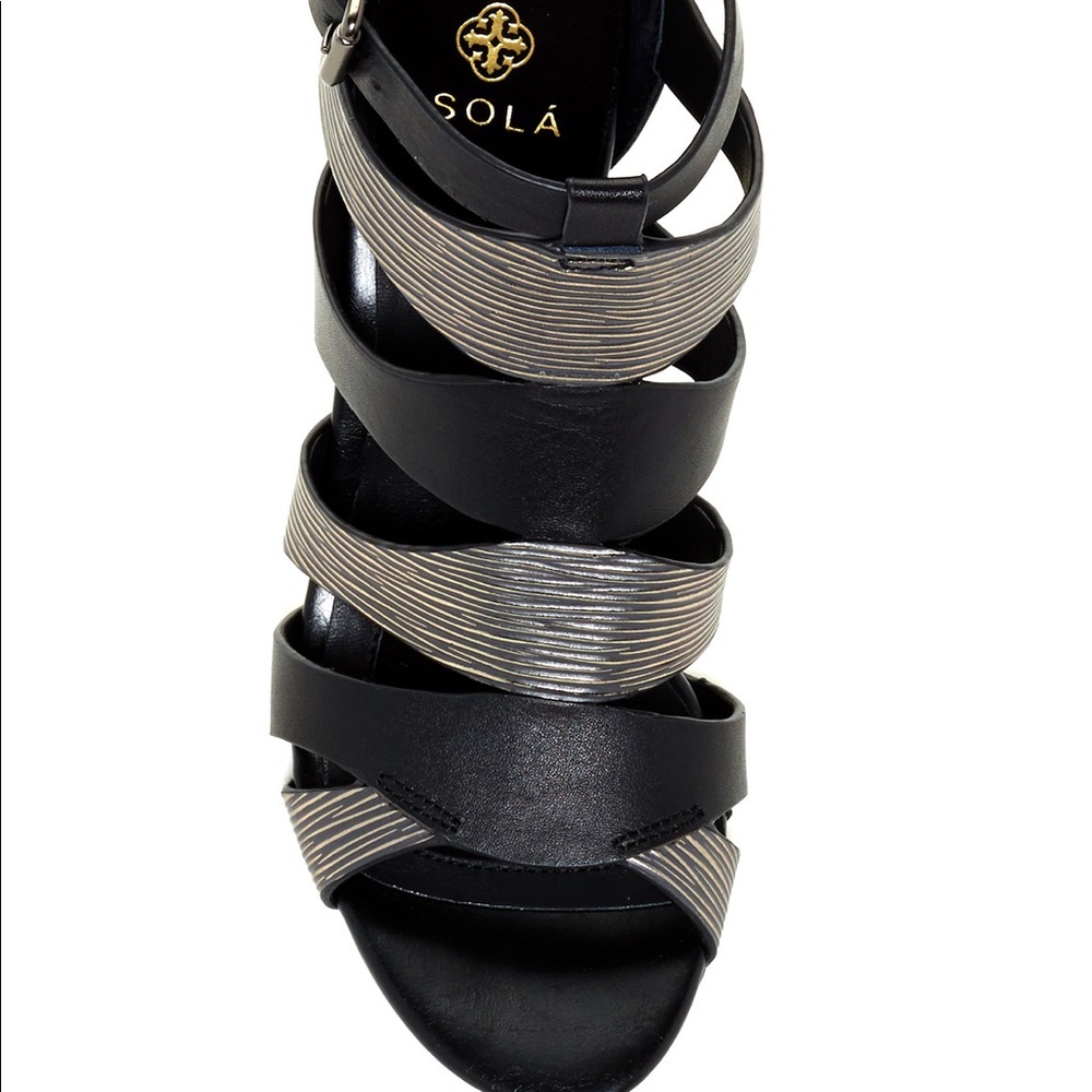 Isola Stacked Caged Leather Gladiator Heel - Picture 3 of 8